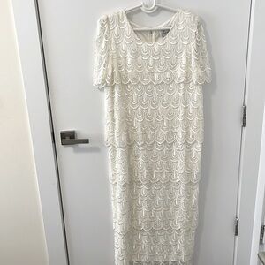 Vintage Michaelangelo  Off White  Sheer Lace Dress Size Large